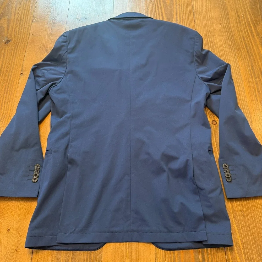 Twillory Sport Coat Mens 40‎ Performance Blazer Slim Fit Blue Circular Knit